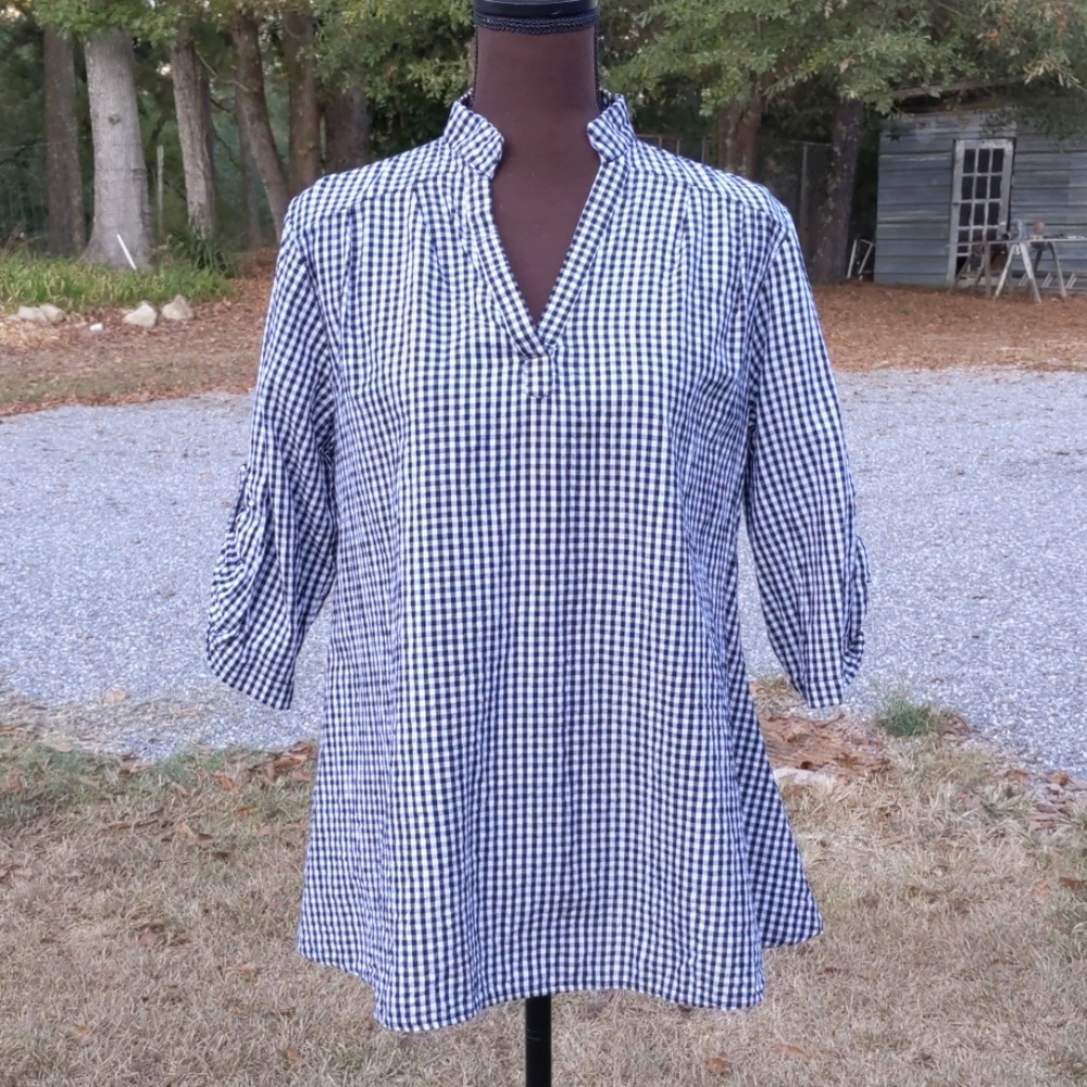 Ealey Fushi Black & White Gingham Tunic/Top
